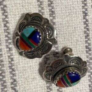 Sterling 925 Multicolor Mexican Stud Earrings
